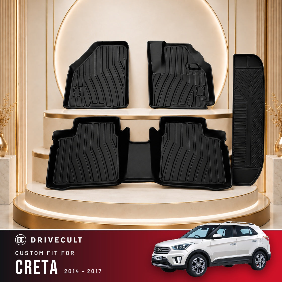 DriveCult Apex TPE 5D mats custom fit for the Hyundai Creta 2014-2017