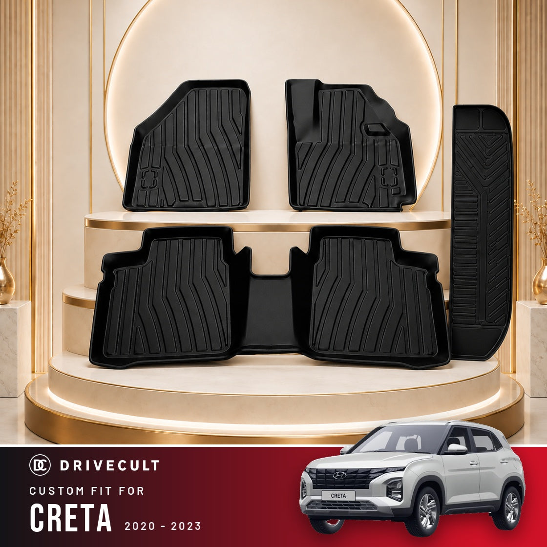 DriveCult Apex TPE 5D mats custom fit for the Hyundai Creta 2020-2023