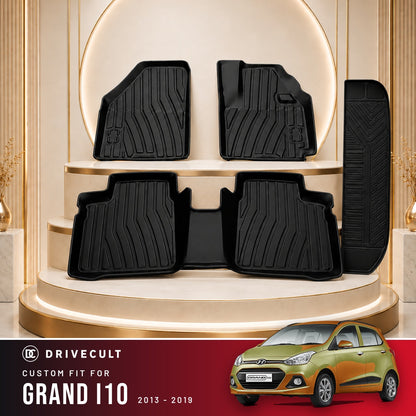 DriveCult Apex TPE 5D mats custom fit for the Hyundai Grand i10 2013-2019