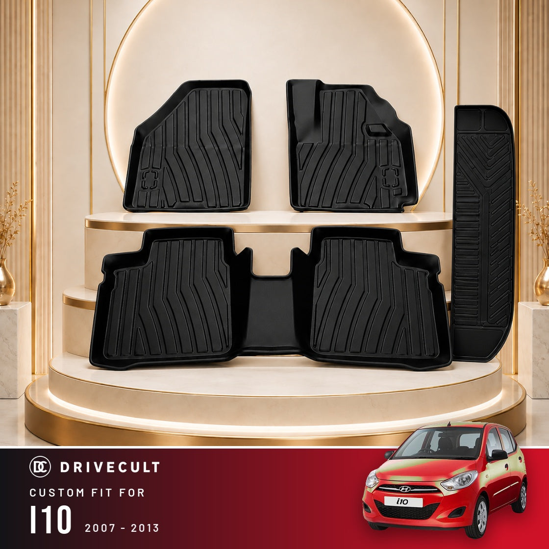 DriveCult Apex TPE 5D mats custom fit for the Hyundai i10 2007-2013