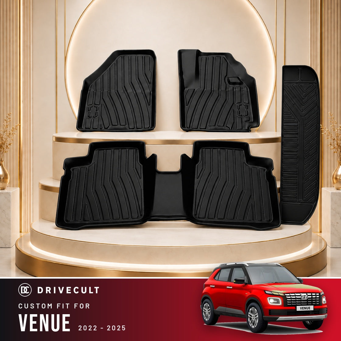 DriveCult Apex TPE 5D mats custom fit for the Hyundai Venue 2022-2025