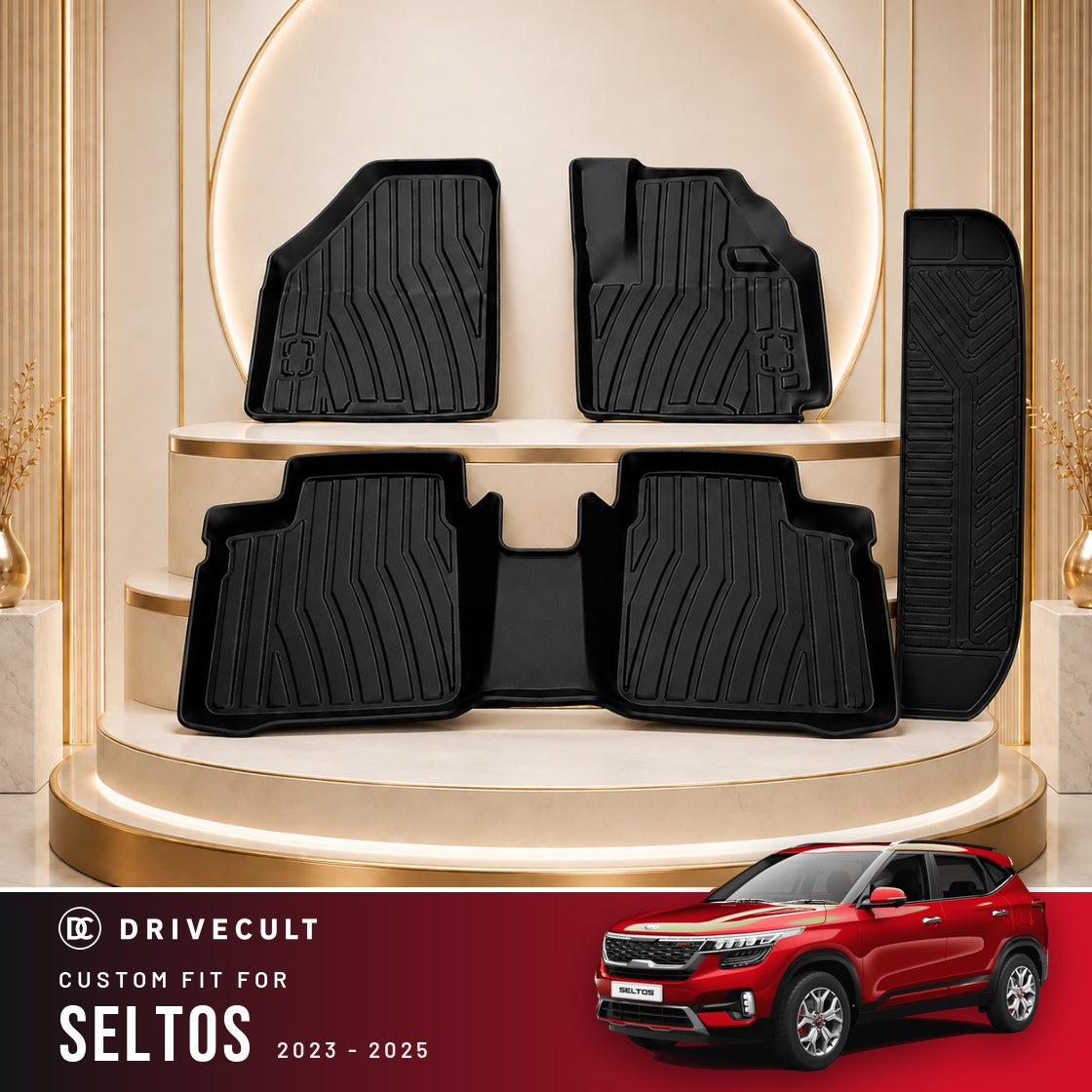 DriveCult Apex TPE 5D mats custom fit for the Kia Seltos 2023-2025