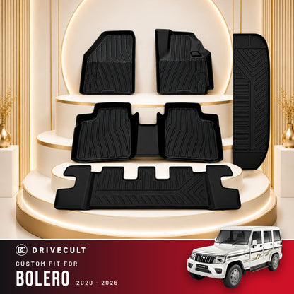 DriveCult Apex TPE 5D mats custom fit for the Mahindra Bolero 2020-2026