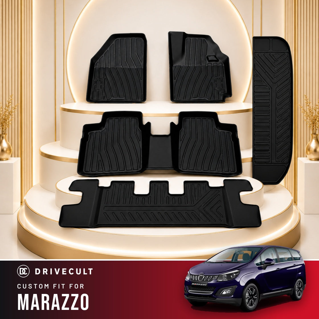 DriveCult Apex TPE 5D mats custom fit for the Mahindra Marazzo