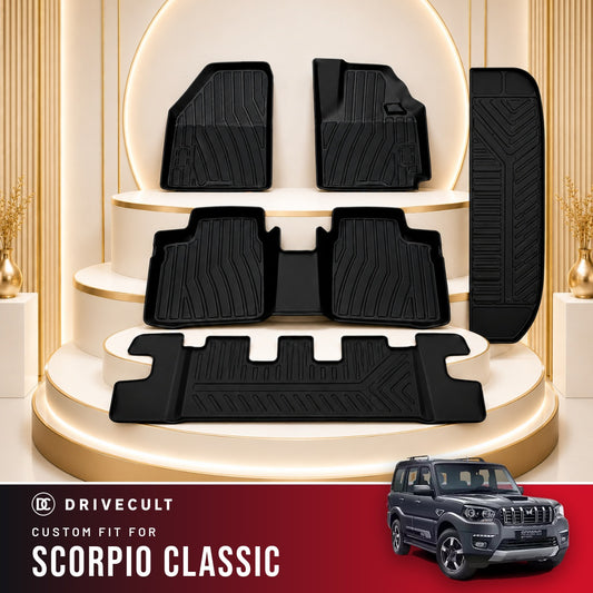 DriveCult Apex TPE 5D mats custom fit for the Mahindra Scorpio Classic