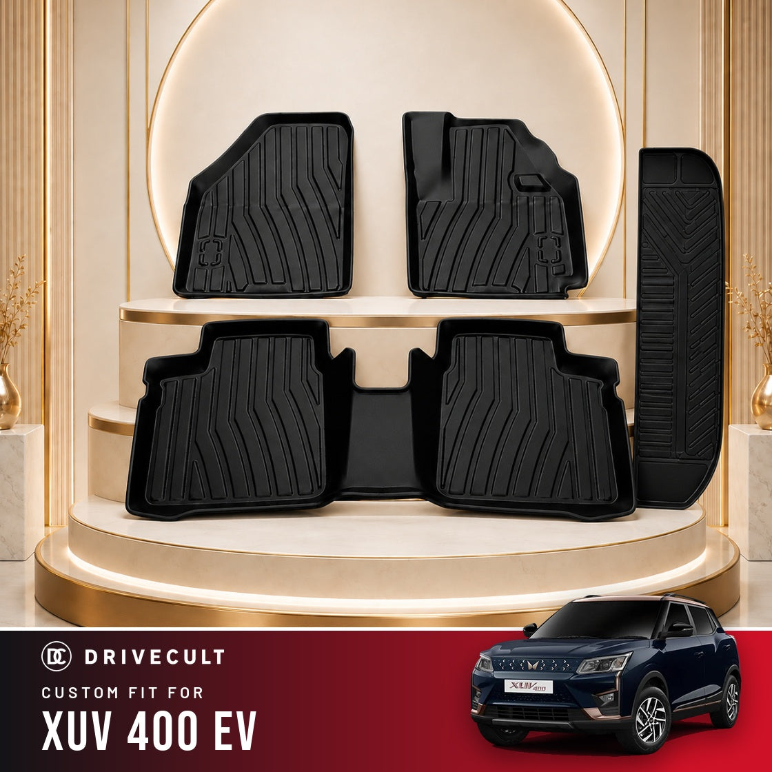 DriveCult Apex TPE 5D mats custom fit for the Mahindra XUV 400 EV