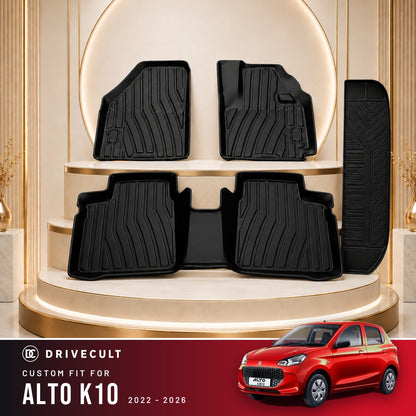 DriveCult Apex TPE 5D mats custom fit for the Maruti Suzuki Alto K10 2022-2026