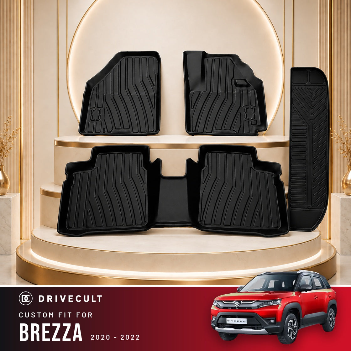 DriveCult Apex TPE 5D mats custom fit for the Maruti Suzuki Brezza 2020-2022