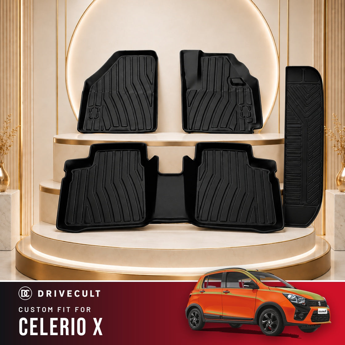 DriveCult Apex TPE 5D mats custom fit for the Maruti Suzuki Celerio X