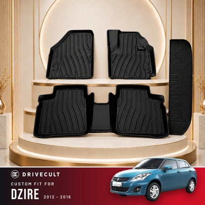 DriveCult Apex TPE 5D mats custom fit for the Maruti Suzuki Dzire 2012-2016