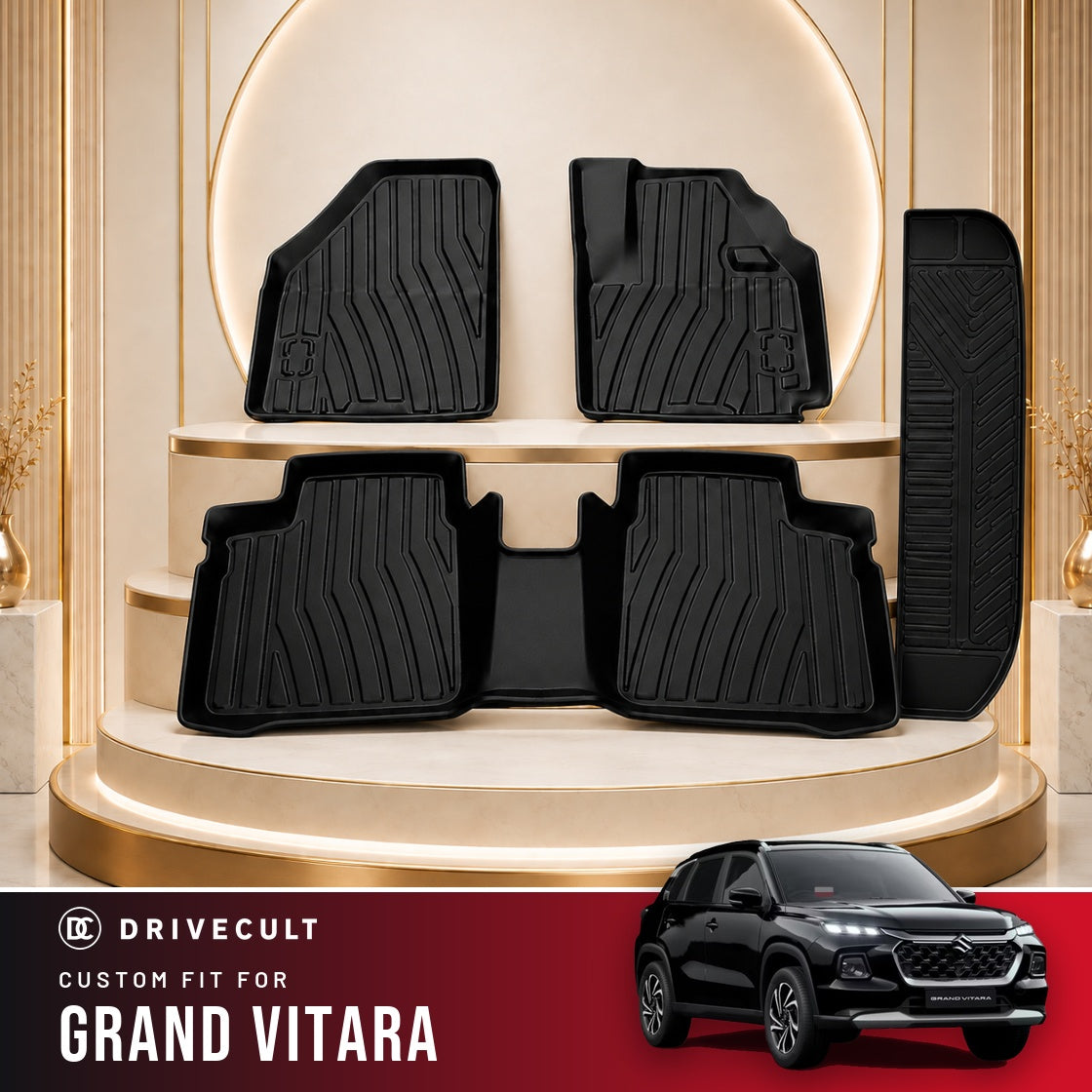 DriveCult Apex TPE 5D mats custom fit for the Maruti Suzuki Grand Vitara