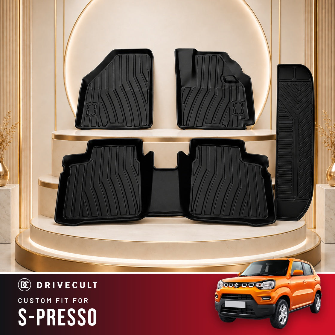 DriveCult Apex TPE 5D mats custom fit for the Maruti Suzuki S-Presso