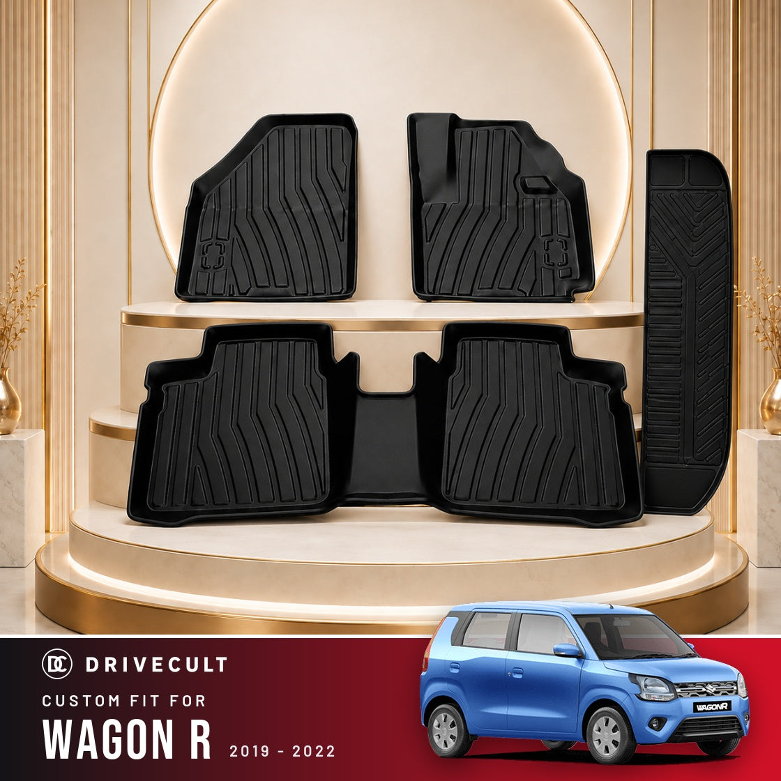 DriveCult Apex TPE 5D mats custom fit for the Maruti Suzuki Wagon R 2019-2022