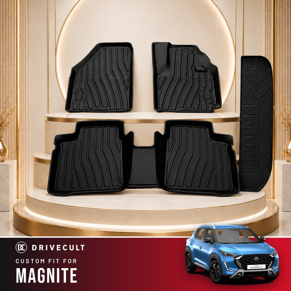 DriveCult Apex TPE 5D mats custom fit for the Nissan Magnite