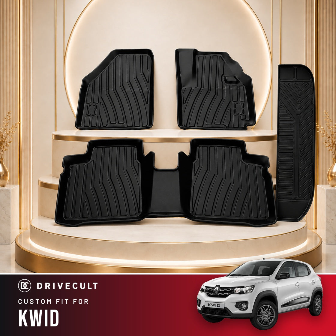 DriveCult Apex TPE 5D mats custom fit for the Renault Kwid