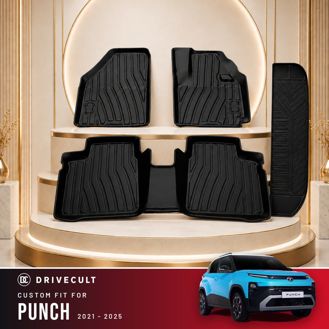 DriveCult Apex TPE 5D mats custom fit for the Tata Punch 2021-2025