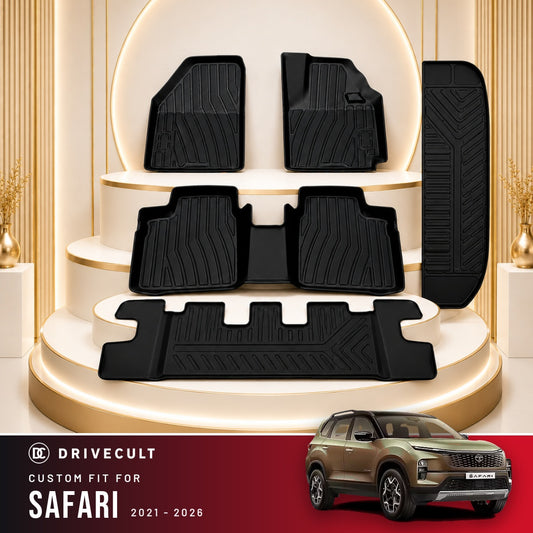 DriveCult Apex TPE 5D mats custom fit for the Tata Safari 2021-2026