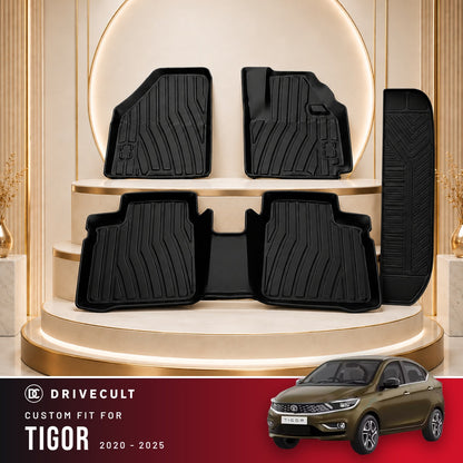 DriveCult Apex TPE 5D mats custom fit for the Tata Tigor 2020-2025