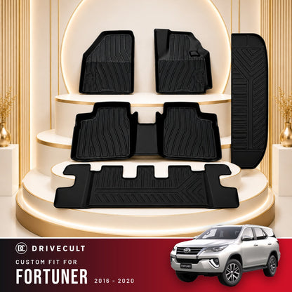 DriveCult Apex TPE 5D mats custom fit for the Toyota Fortuner 2016-2020