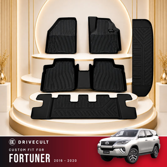 DriveCult Apex TPE 5D mats custom fit for the Toyota Fortuner 2016-2020