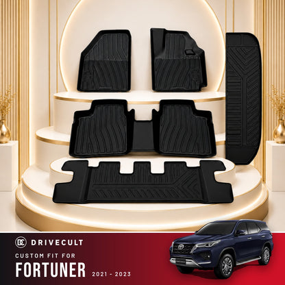 DriveCult Apex TPE 5D mats custom fit for the Toyota Fortuner 2021-2023