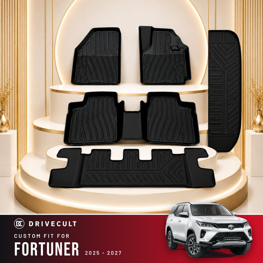 DriveCult Apex TPE 5D mats custom fit for the Toyota Fortuner 2025-2027