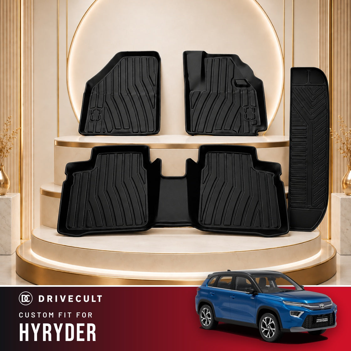DriveCult Apex TPE 5D mats custom fit for the Toyota Hyryder