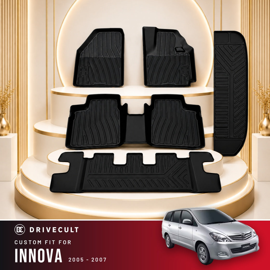 DriveCult Apex TPE 5D mats custom fit for the Toyota Innova 2005-2007
