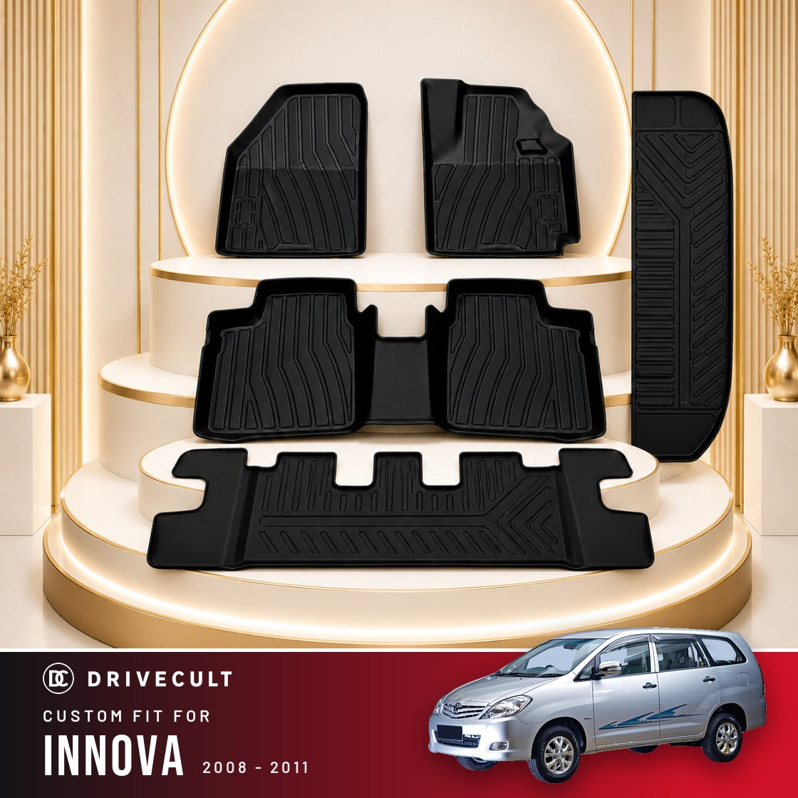 DriveCult Apex TPE 5D mats custom fit for the Toyota Innova 2008-2011