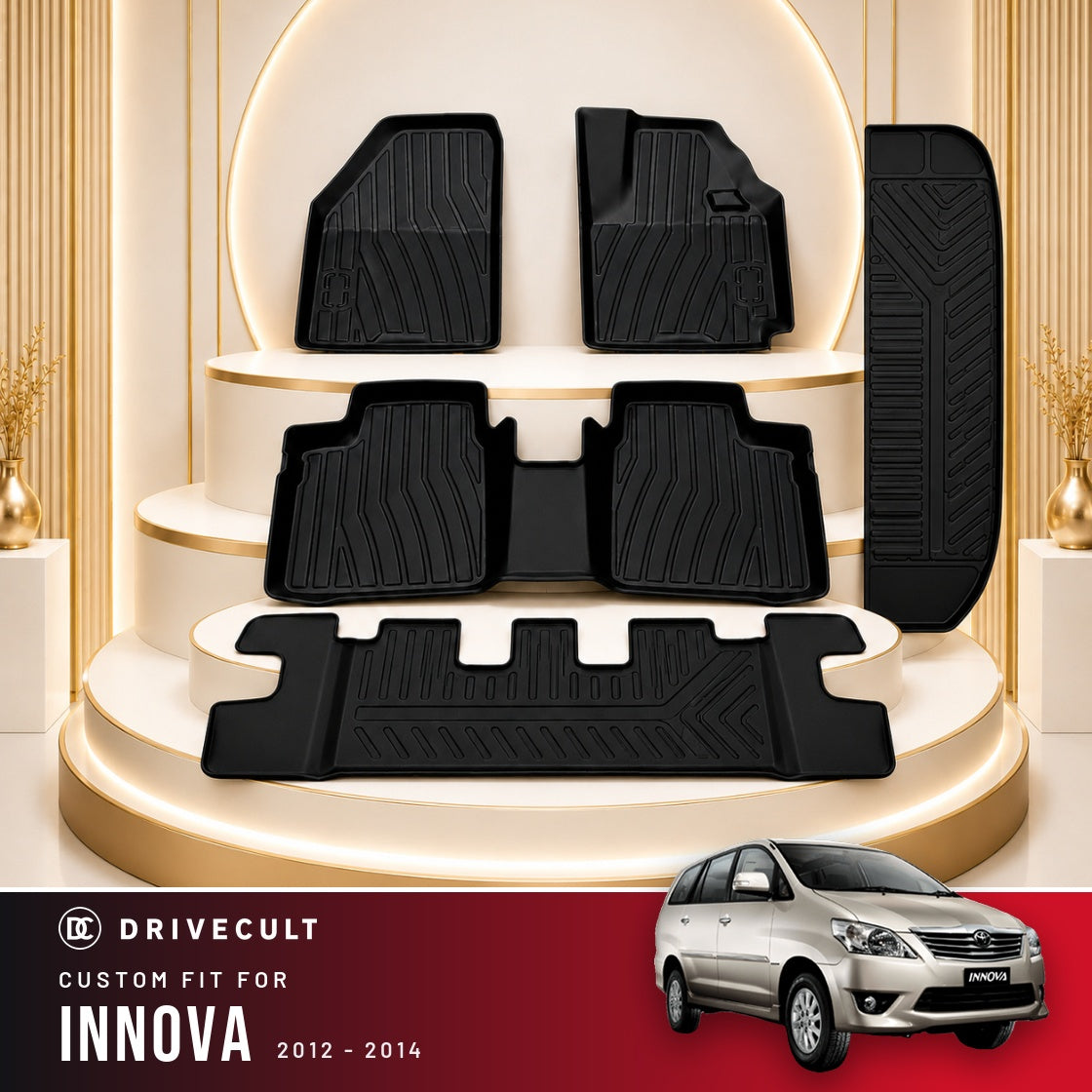 DriveCult Apex TPE 5D mats custom fit for the Toyota Innova 2012-2014
