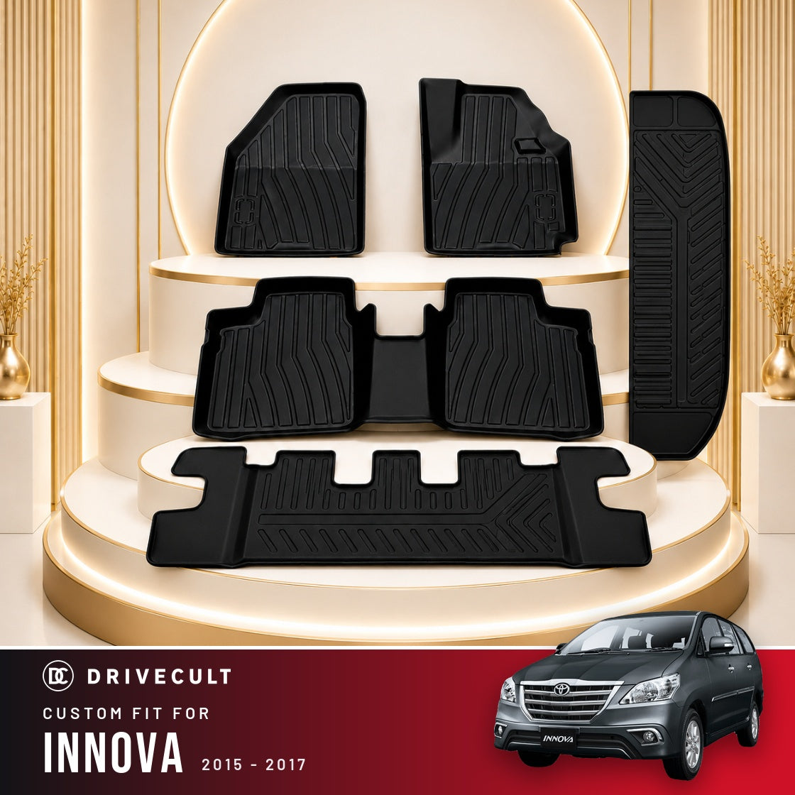 DriveCult Apex TPE 5D mats custom fit for the Toyota Innova 2015-2017
