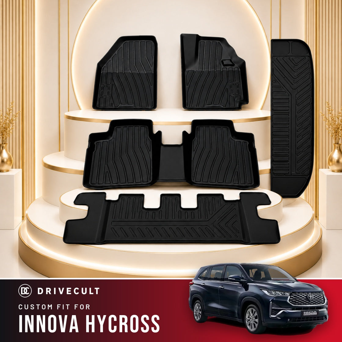DriveCult Apex TPE 5D mats custom fit for the Toyota Innova Hycross