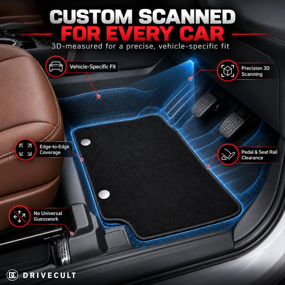 Tata Nexon 2025-2027 ATM X Mats - custom 3D-scanned fit with pedal and seat rail clearance