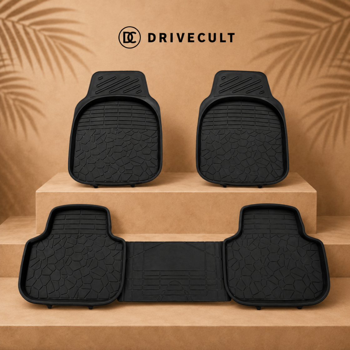 DriveCult Armour 5D universal car floor mats, black 4-piece set