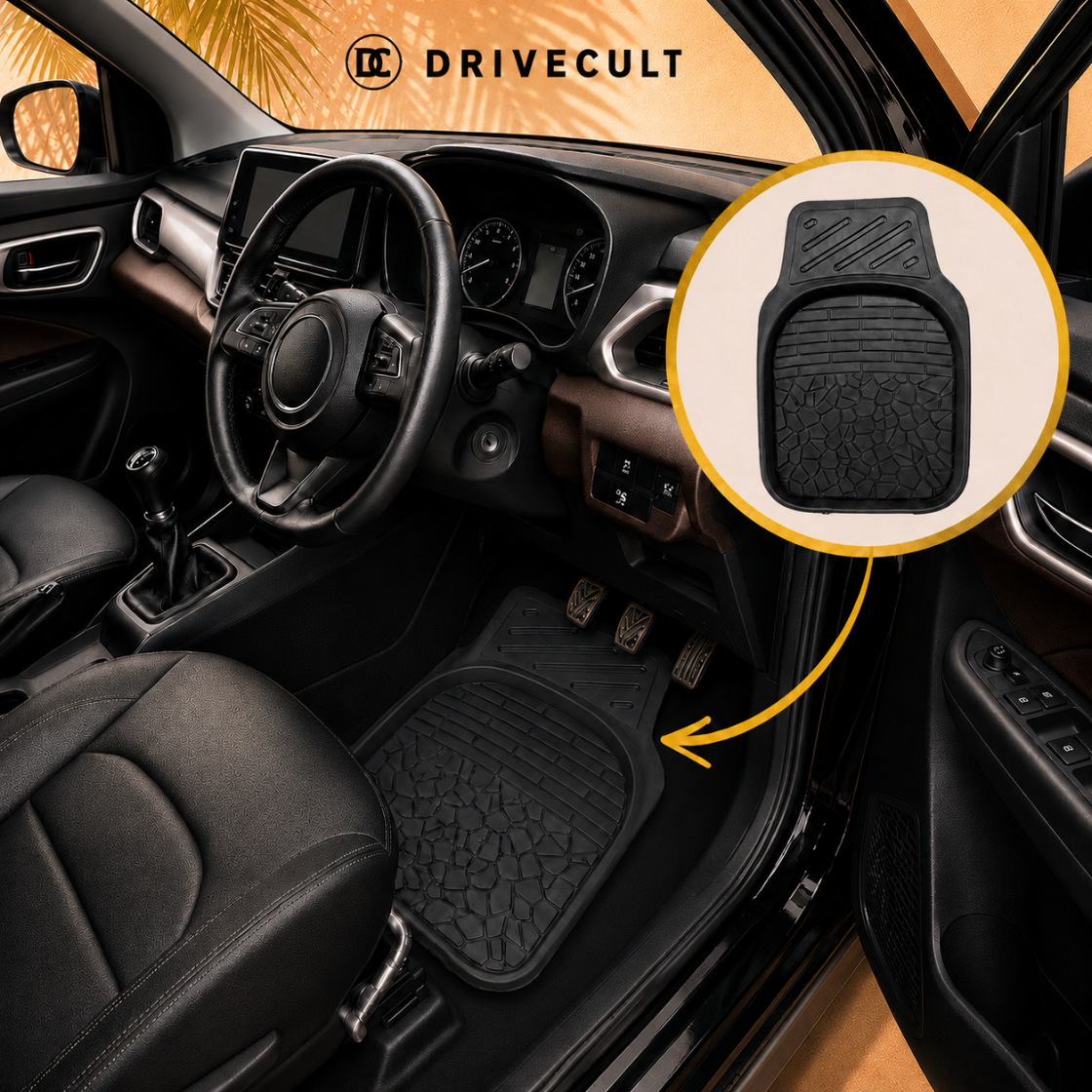 DriveCult Armour 5D waterproof 5D floor mat with a raised lip