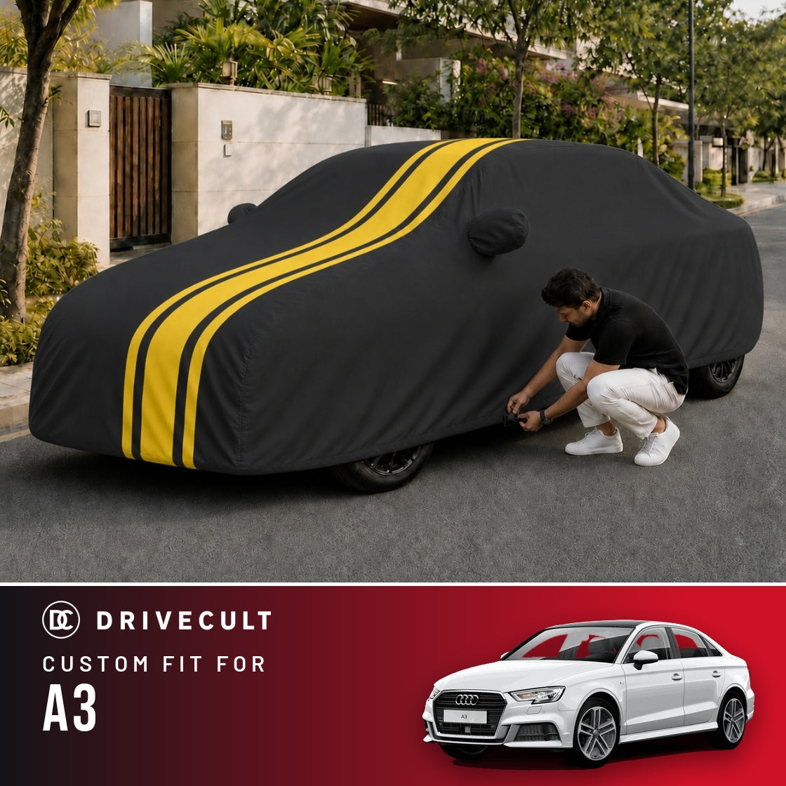 Audi A3 DriveCult Blaze custom-fit waterproof car body cover