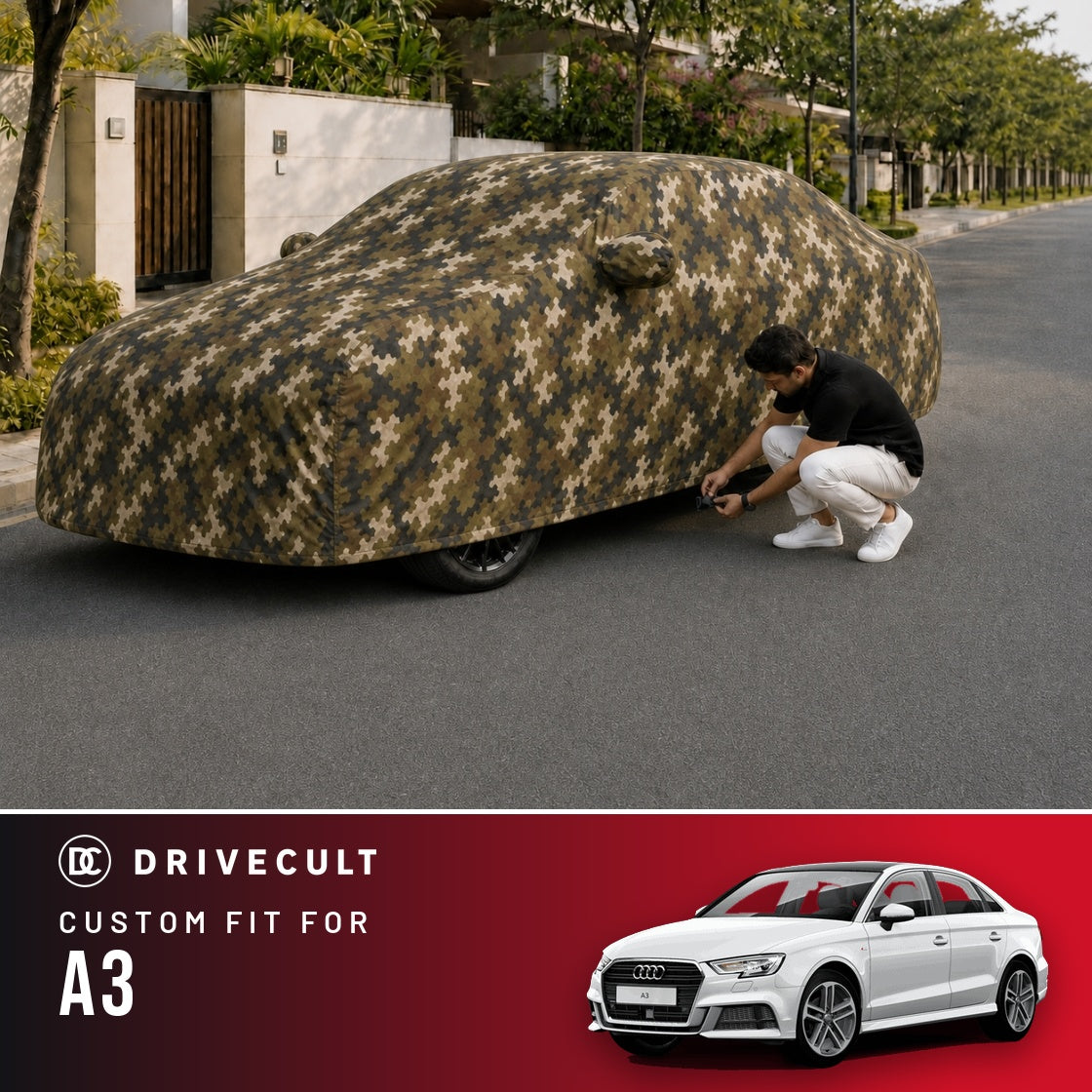 Audi A3 DriveCult Phantom custom-fit waterproof car body cover