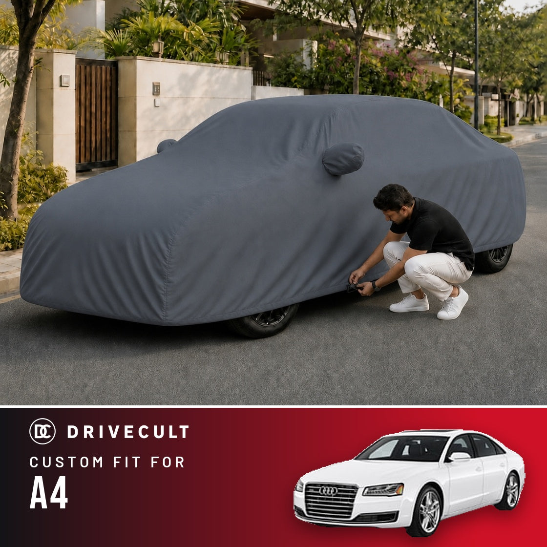 Audi A4 DriveCult Titan custom-fit waterproof car body cover