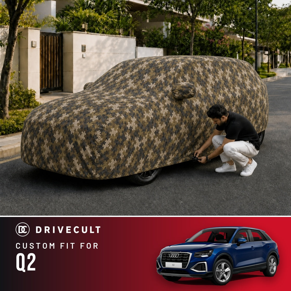 Audi Q2 DriveCult Phantom custom-fit waterproof car body cover