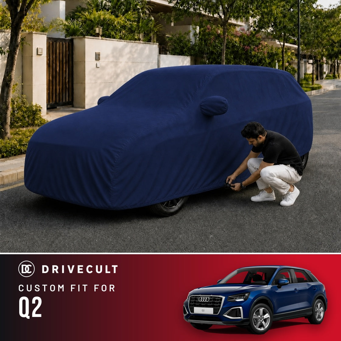 Audi Q2 DriveCult Storm custom-fit waterproof car body cover