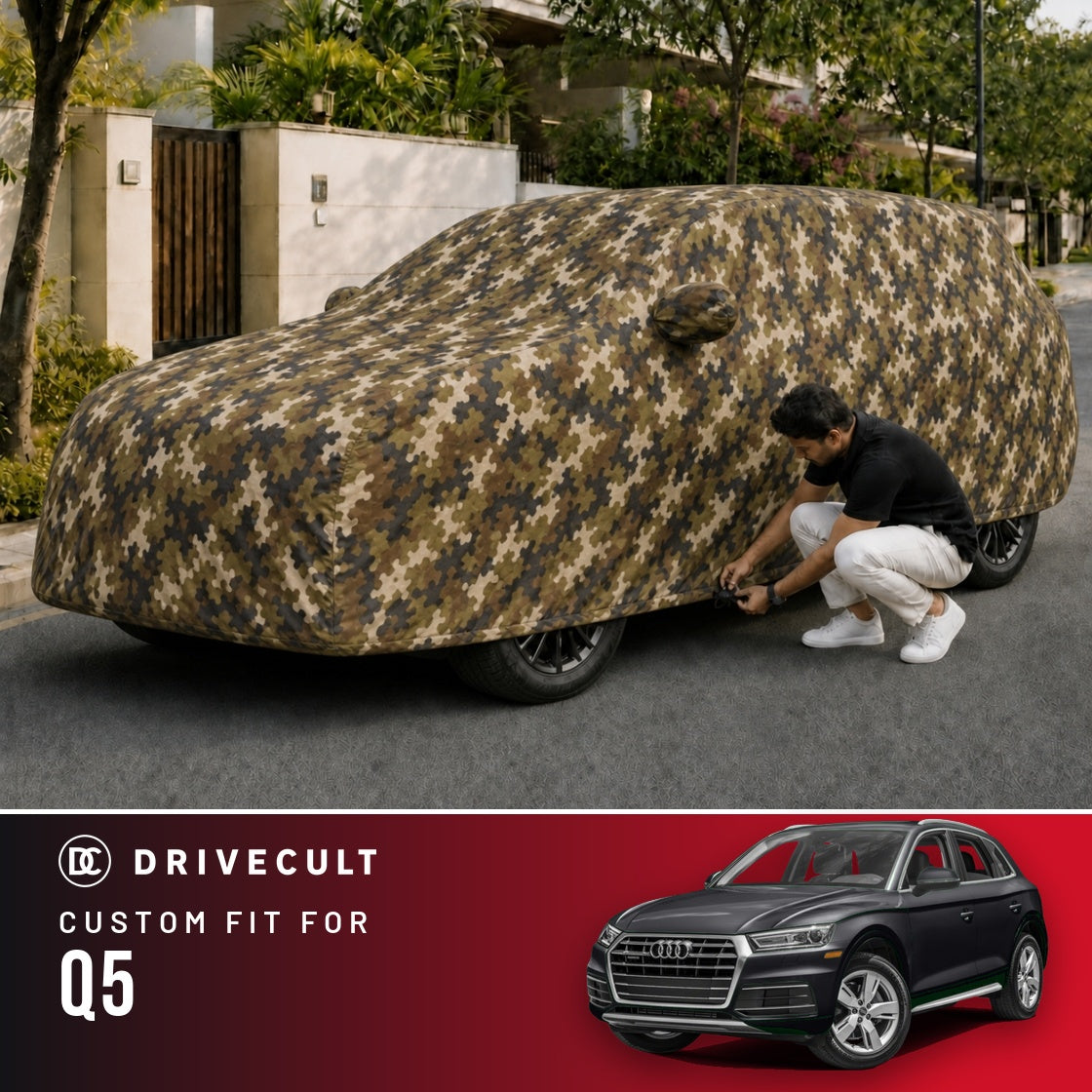 Audi Q5 DriveCult Phantom custom-fit waterproof car body cover