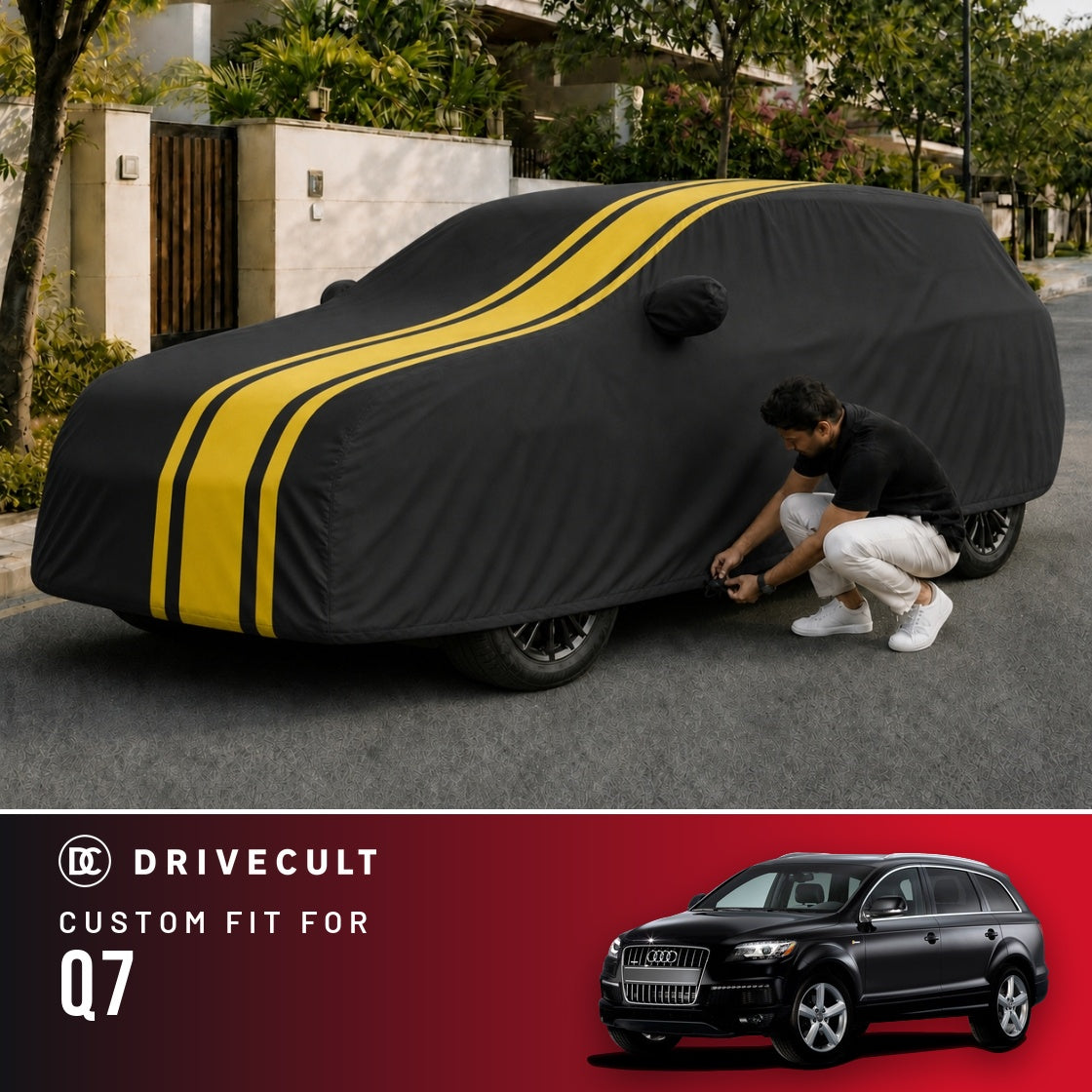 Audi Q7 DriveCult Blaze custom-fit waterproof car body cover