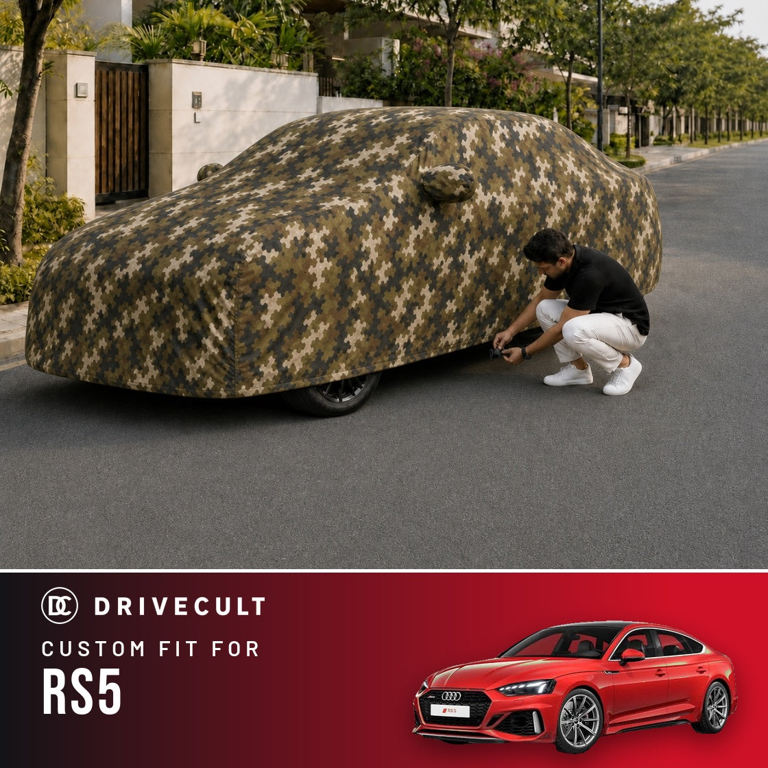 Audi RS5 DriveCult Phantom custom-fit waterproof car body cover