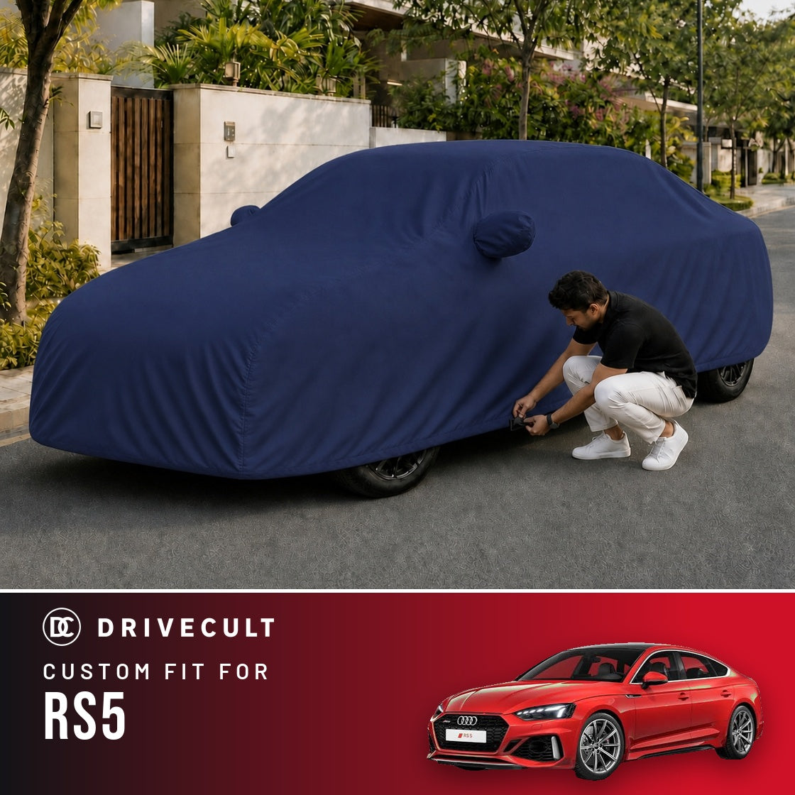 Audi RS5 DriveCult Storm custom-fit waterproof car body cover