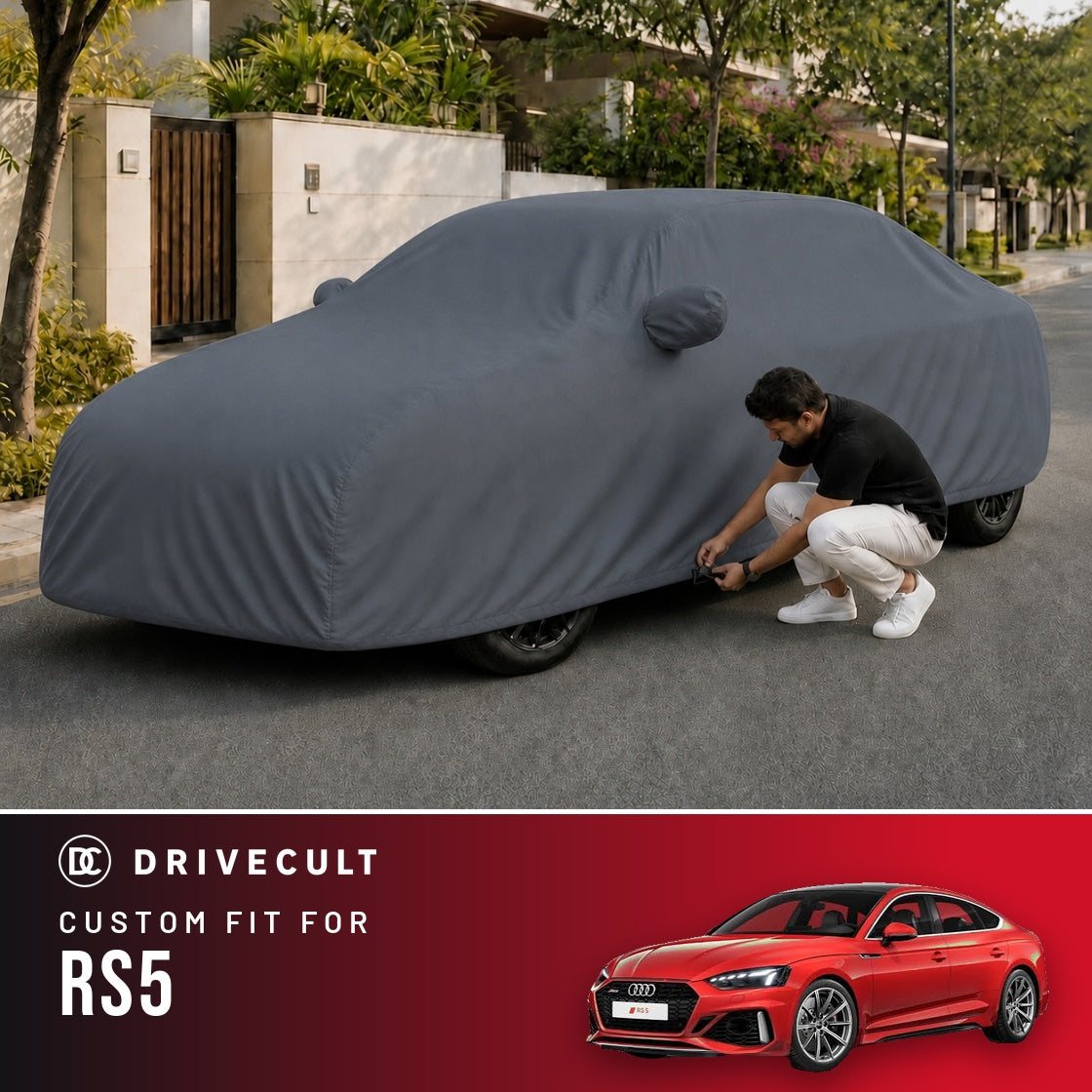 Audi RS5 DriveCult Titan custom-fit waterproof car body cover