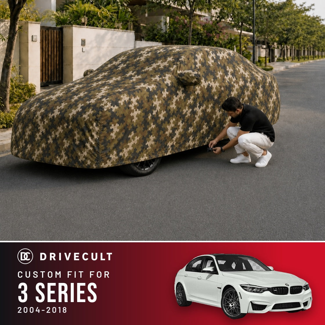 BMW 3 Series 2004-2018 DriveCult Phantom custom-fit waterproof car body cover