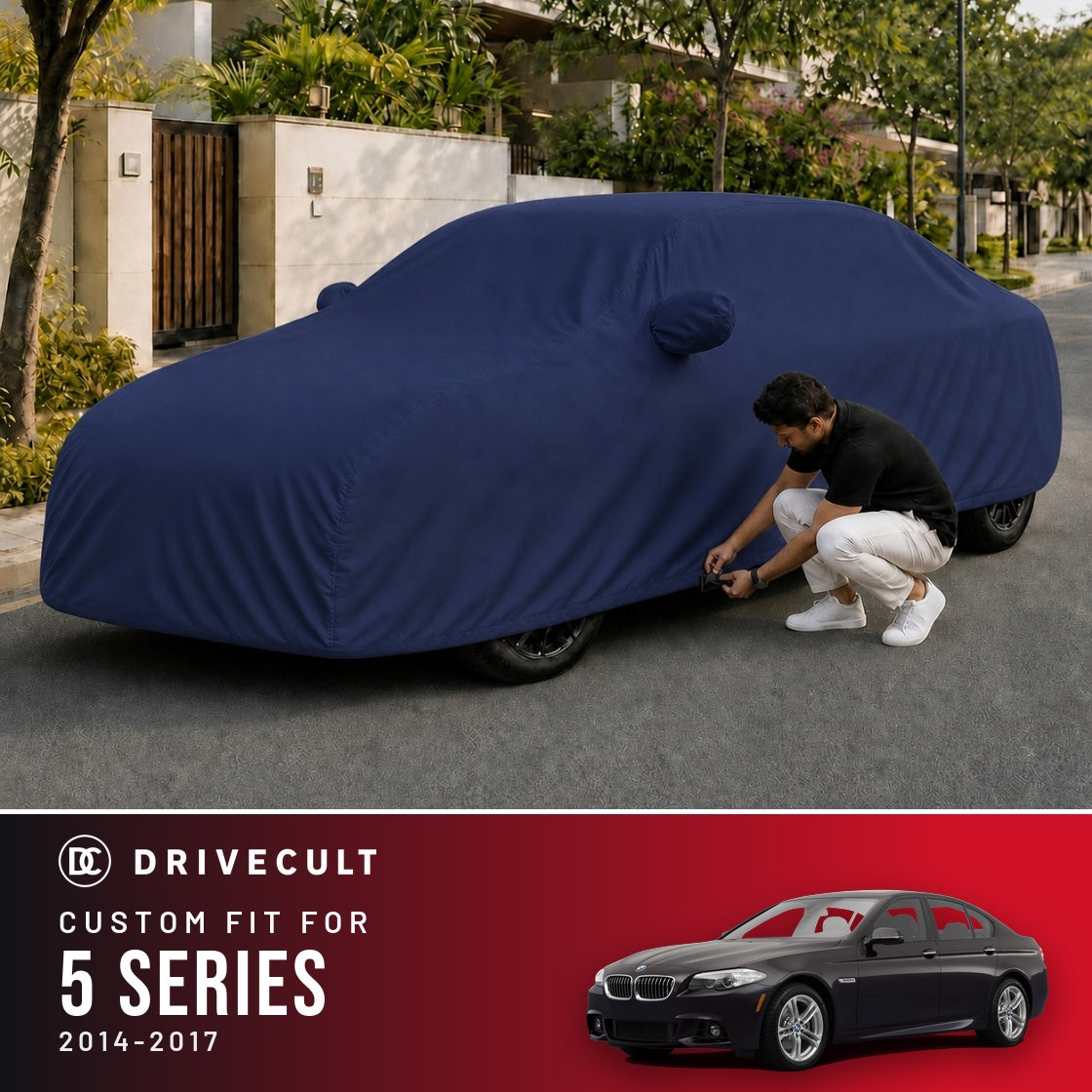 BMW 5 Series 2014-2017 DriveCult Storm custom-fit waterproof car body cover
