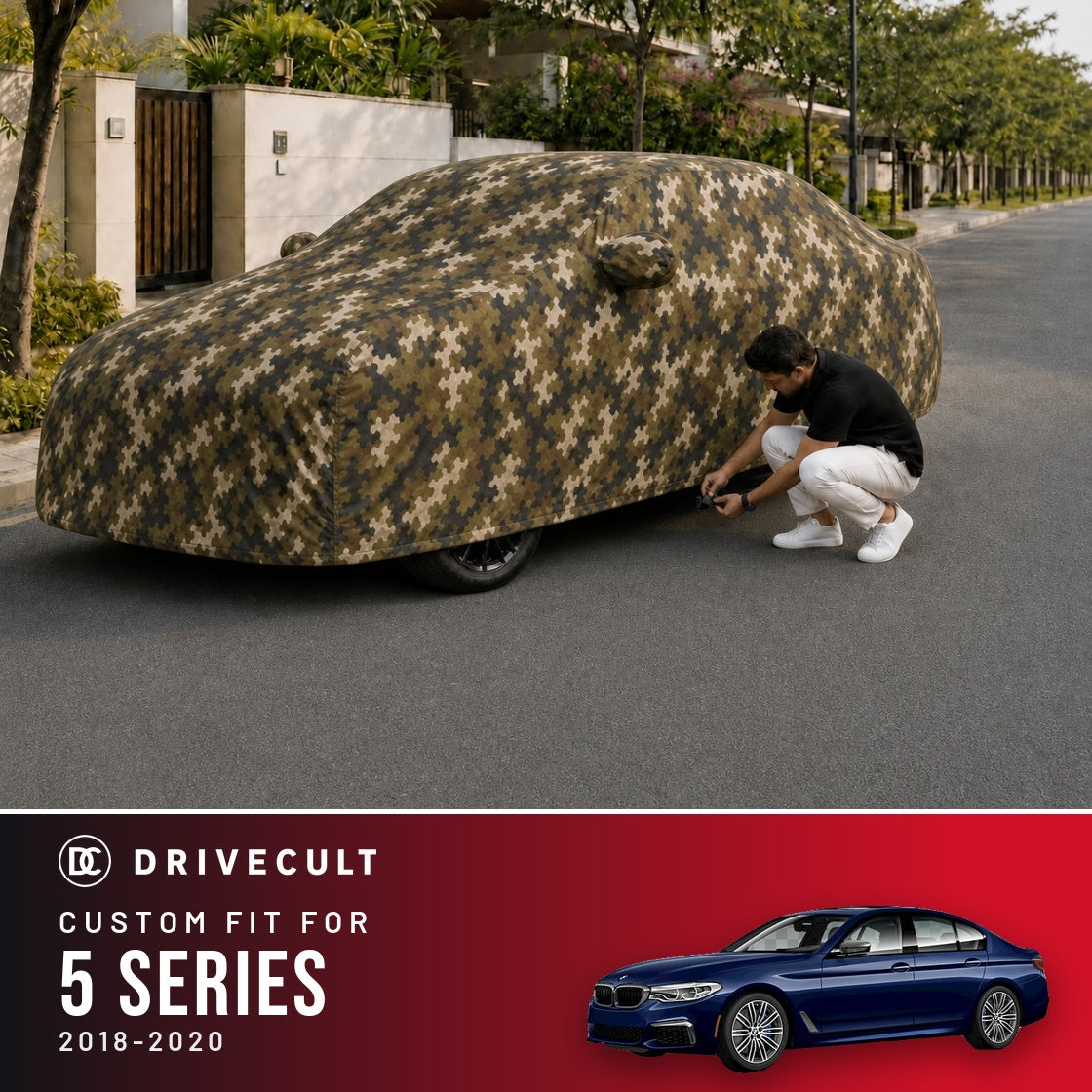 BMW 5 Series 2018-2020 DriveCult Phantom custom-fit waterproof car body cover