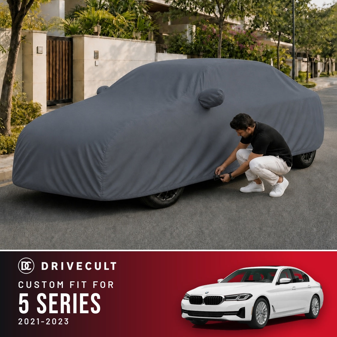 BMW 5 Series 2021-2023 DriveCult Titan custom-fit waterproof car body cover