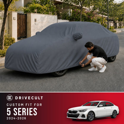 BMW 5 Series 2024-2026 DriveCult Titan custom-fit waterproof car body cover